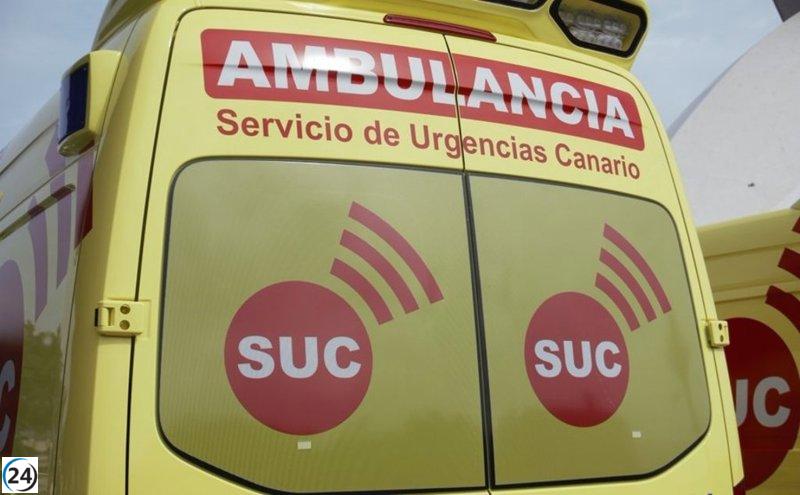 Accidente en la autopista del sur de Gran Canaria deja a un conductor con lesiones moderadas.